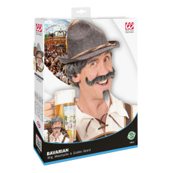 Pánska historická parochňa s fúzmi, sivá